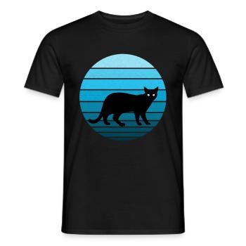 Mignon chat noir au look vintage / rétro - T-shirt homme - noir - Devant - AI Model Male 178 light (178cm)