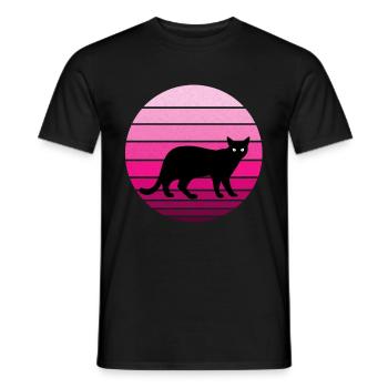 Mignon chat noir au look vintage / rétro - T-shirt homme - noir - Devant - AI Model Male 178 light (178cm)