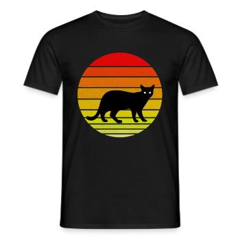 Mignon chat noir au look vintage / rétro - T-shirt homme - noir - Devant - AI Model Male 178 light (178cm)