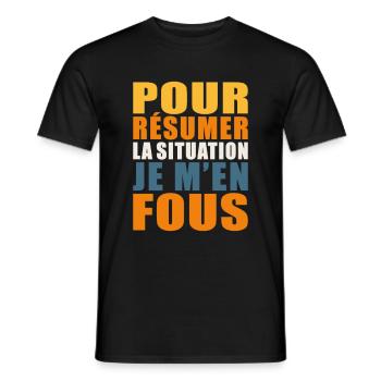 Je m'en fous cadeau humour laxiste cool no stress - T-shirt homme - noir - Devant - AI Model Male 178 light (178cm)
