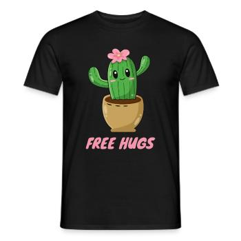Câlins gratuits - Cactus mignon - T-shirt homme - noir - Devant - AI Model Male 178 light (178cm)