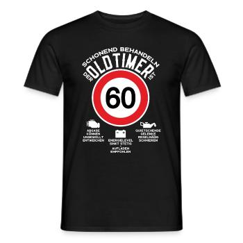 SCHONEND BEHANDELN 60. GEBURTSTAG OLDTIMER - Männer T-Shirt - Schwarz - Vorne - AI Model Male 178 light (178cm)