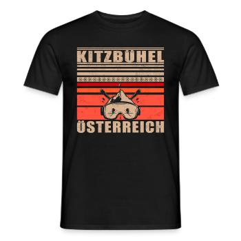 Kitzbühel Austria Retro Sunset Ski 80s - Men's T-Shirt - black - Front - AI Model Male 178 light (178cm)