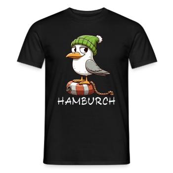 Hamburg Möwe Nordsee Hamburger Küste Meer Lustig - Männer T-Shirt - Schwarz - Vorne - AI Model Male 178 light (178cm)