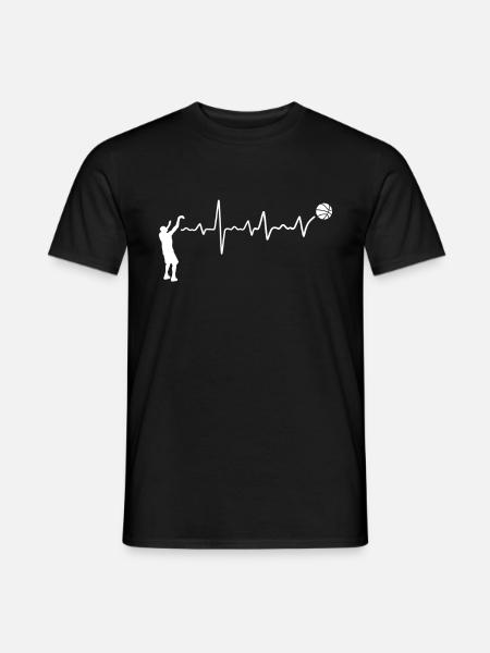 Basketball Herzschlag Trainer EKG Basketballer - Männer T-Shirt - Schwarz