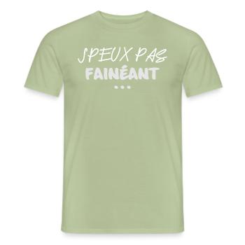 J'peux pas Fainéant Paresseux - T-shirt homme - vert sauge - Devant - AI Model Male 178 light (178cm)