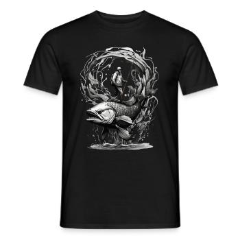 FISHING FISHERMAN ANGLER FISHING - Men's T-Shirt - black - Front - AI Model Male 178 light (178cm)