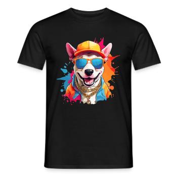 COOL SUMMER BULL TERRIER - Men's T-Shirt - black - Front - AI Model Male 178 light (178cm)