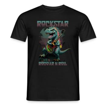 Dinosaur Playing Guitar - T-Rex Dinosaur Lover - Men's T-Shirt - black - Front - AI Model Male 178 light (178cm)