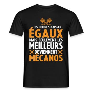 Les Hommes Naissent Egaux - Les Meilleurs Mécanos - T-shirt homme - noir - Devant - AI Model Male 178 light (178cm)
