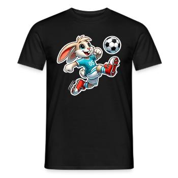 Lapin jouant au football - T-shirt homme - noir - Devant - AI Model Male 178 light (178cm)