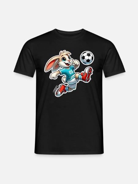 Lapin jouant au football - T-shirt homme - noir