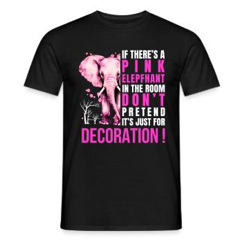 Pink elephant statement with humor - Men's T-Shirt - black - Front - AI Model Male 178 light (178cm)
