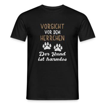 Vorsicht Vor Dem Herrchen Der Hund Ist Harmlos Dog - Männer T-Shirt - Schwarz - Vorne - AI Model Male 178 light (178cm)
