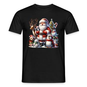 Santa Penguin Snowman Xmas Funny Christmas - Men's T-Shirt - black - Front - AI Model Male 178 light (178cm)