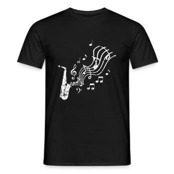 Vintage retro saxophone saxophone musique musiciens - T-shirt homme - noir - Devant - AI Model Male 178 light (178cm)