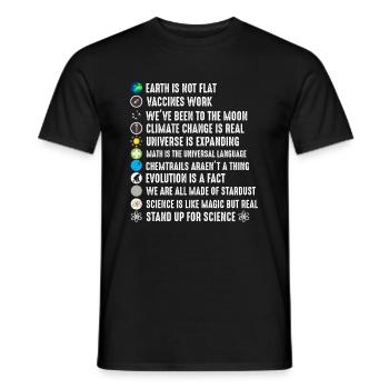 The Earth is not flat - For science - Men's T-Shirt - black - Front - AI Model Male 178 light (178cm)