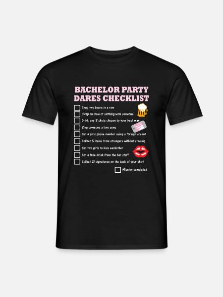 Junggesellenabschied Checkliste mit Mutproben - Männer T-Shirt - Schwarz
