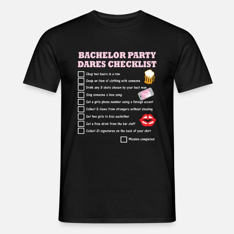Junggesellenabschied Checkliste mit Mutproben - Männer T-Shirt - Schwarz