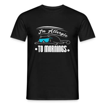 Allergique au matin - Chat drôle paresseux - T-shirt homme - noir - Devant - AI Model Male 178 light (178cm)