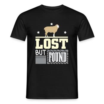 Lost but found Christian Bible verse - Men's T-Shirt - black - Front - AI Model Male 178 light (178cm)