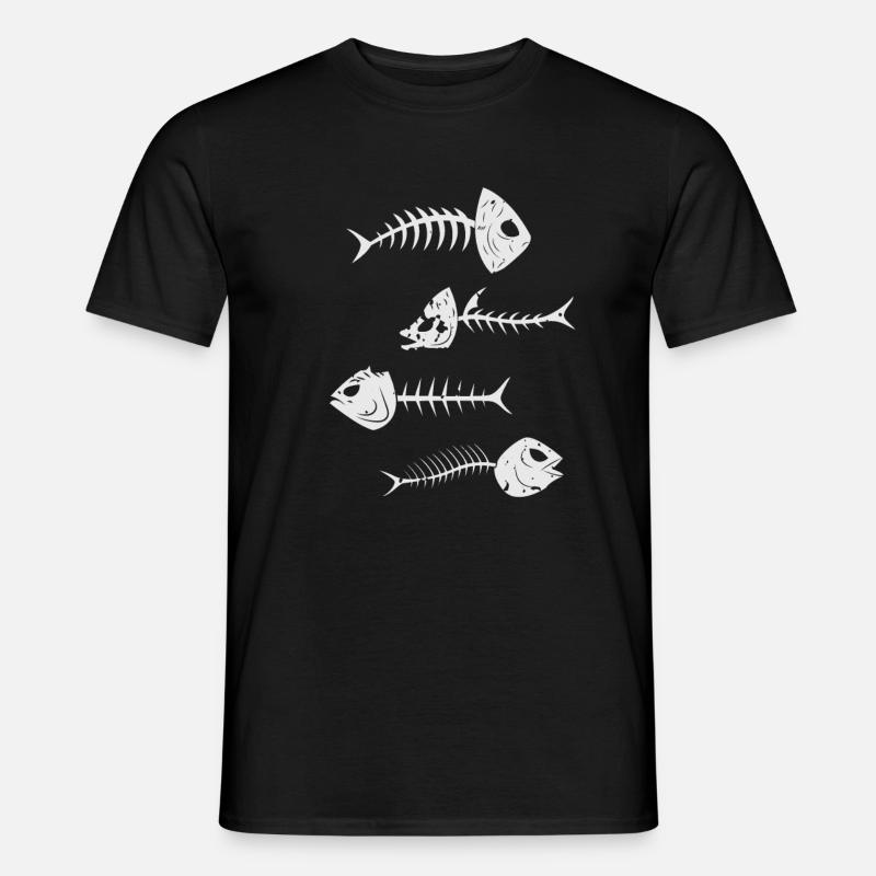 Fish skeleton herringbone halloween - Men's T-shirt - black