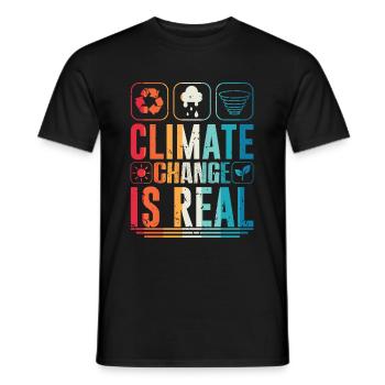 Climate change is real Global warming - Men's T-Shirt - black - Front - AI Model Male 178 light (178cm)