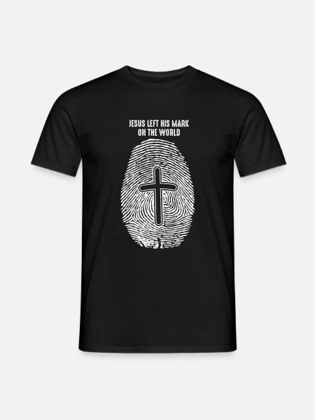 Christ empreinte digitale Christian Jésus signe de croix - T-shirt homme - noir
