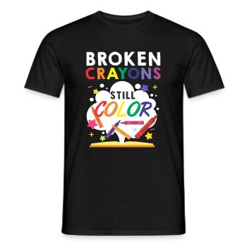 Crayon de couleur couleurs santé mentale - T-shirt homme - noir - Devant - AI Model Male 178 light (178cm)