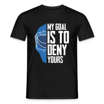Funny defense goalkeeper ice hockey goalie - Men's T-Shirt - black - Front - AI Model Male 178 light (178cm)