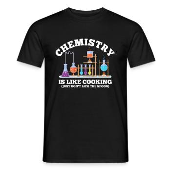 Naturalist Humor Chemistry is like cooking - Men's T-Shirt - black - Front - AI Model Male 178 light (178cm)
