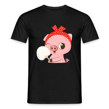 Niedliches Schwein Bandana Niedliches Ferkel Tier - Männer T-Shirt - Schwarz - Vorne - AI Model Male 178 light (178cm)