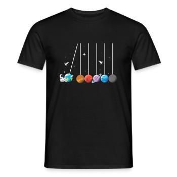 Space astronaut pendulum rocket solar system - Men's T-Shirt - black - Front - AI Model Male 178 light (178cm)