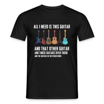 Lustiger Gitarrenspieler Gitarrist Gitarren - Männer T-Shirt - Schwarz - Vorne - AI Model Male 178 light (178cm)