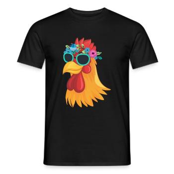Cool chicken sunglasses farmer animal - Men's T-Shirt - black - Front - AI Model Male 178 light (178cm)