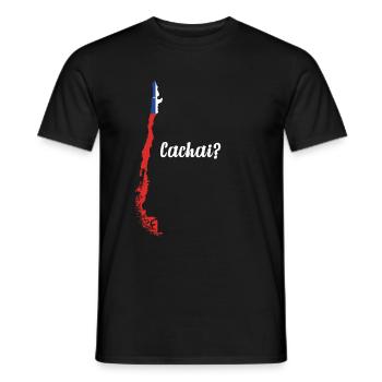 Chile Cachai South America map Chilean flag - Men's T-Shirt - black - Front - AI Model Male 178 light (178cm)