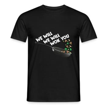Funny cooking asian cuisine food wok cook - Men's T-Shirt - black - Front - AI Model Male 178 light (178cm)
