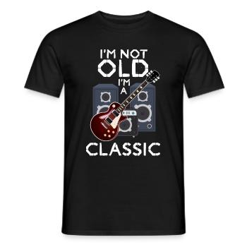 Old school classical guitar musician guitarist - Men's T-Shirt - black - Front - AI Model Male 178 light (178cm)