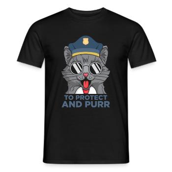Funny cop cat detective police - Men's T-Shirt - black - Front - AI Model Male 178 light (178cm)