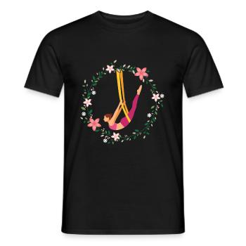 Acrobatie aérienne yoga fleur sport acrobate aérien - T-shirt homme - noir - Devant - AI Model Male 178 light (178cm)