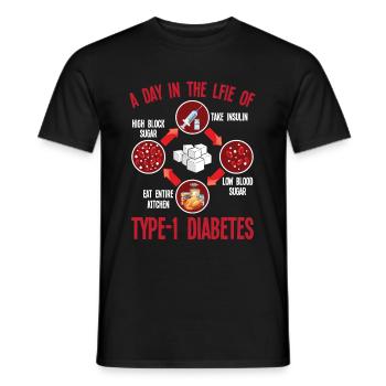 Type 1 diabetes support T1D diabetics - Men's T-Shirt - black - Front - AI Model Male 178 light (178cm)