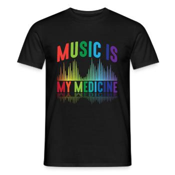 Music is my medicine DJ music producer musician - Men's T-Shirt - black - Front - AI Model Male 178 light (178cm)