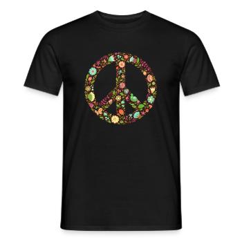 Peace flower freedom love movement 70s - Men's T-Shirt - black - Front - AI Model Male 178 light (178cm)