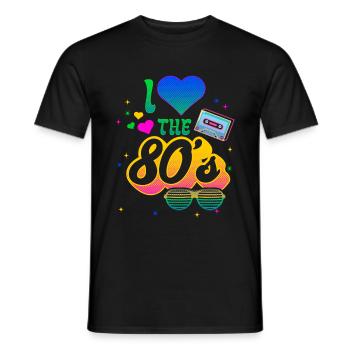 Love the eighties sunglasses cassette - Men's T-Shirt - black - Front - AI Model Male 178 light (178cm)
