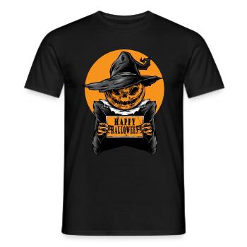 Happy Halloween Sorcière Citrouille Effrayant Lune - T-shirt homme - noir - Devant - AI Model Male 178 light (178cm)