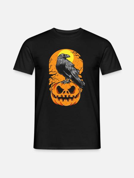 Raven Pumpkin Halloween Effrayant - T-shirt homme - noir