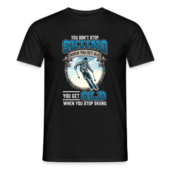 Ski neige montagnes vieux skieur sport d'hiver - T-shirt homme - noir - Devant - AI Model Male 178 light (178cm)