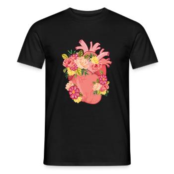 Fleur coeur amour biologie médecine illustration - T-shirt homme - noir - Devant - AI Model Male 178 light (178cm)