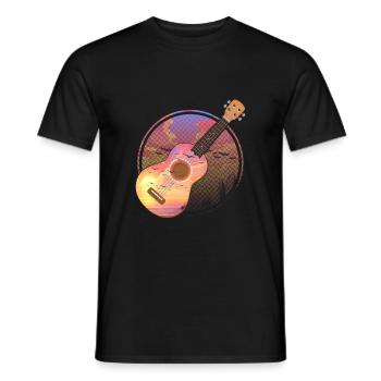 Vintage Ukulele Sunset Musiker Natur Hawaii - Männer T-Shirt - Schwarz - Vorne - AI Model Male 178 light (178cm)