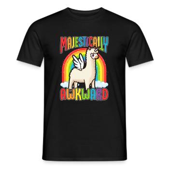 Arc en ciel majestueux lama licorne ange - T-shirt homme - noir - Devant - AI Model Male 178 light (178cm)